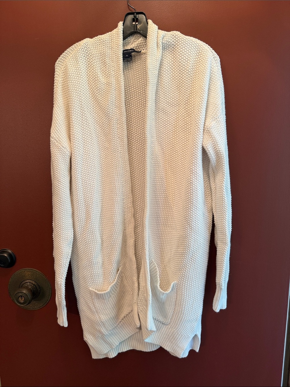 French Connection Open-Front Cream Knit Cardigan Sweater